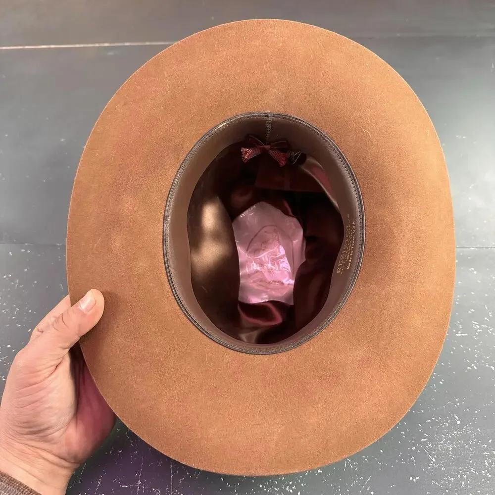 VTG Resistol Cowboy Hat Youth 6 5/8 Tan Rust Colored Wool Felt Made in USA - Picture 7 of 10